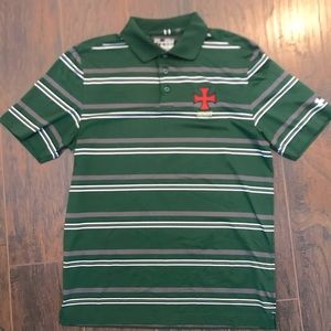 Under Armour Green Striped Strake Jesuit Polo Shirt